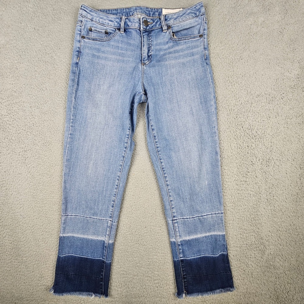 Vince Camuto Jeans Women 28/6 Blue Ombre Dip Dye Frayed Hem Straight Leg